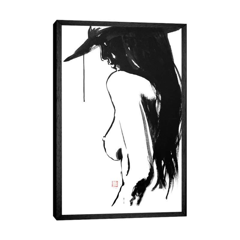Nude’s Hat by Péchane - Print on Canvas, 152.5 cm H x 101.5 cm W, Black Framed