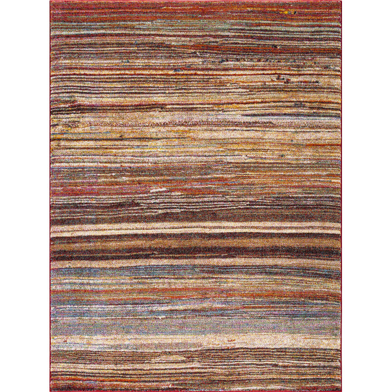 Striped Multicolor Area Rug, Rectangle 6'7" x 9'3"