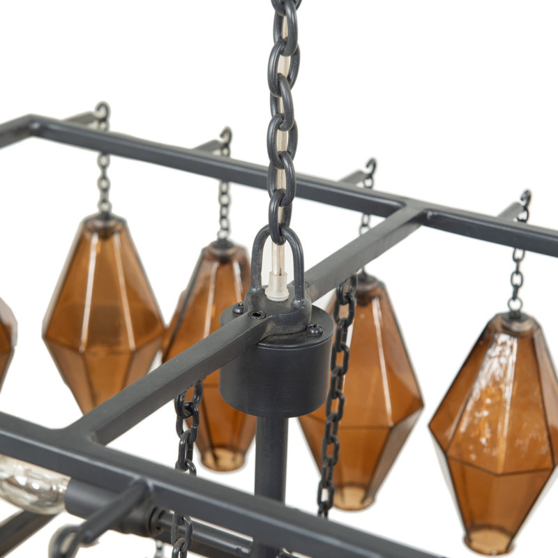 Adeline Rectangular Chandelier-Amber Glass