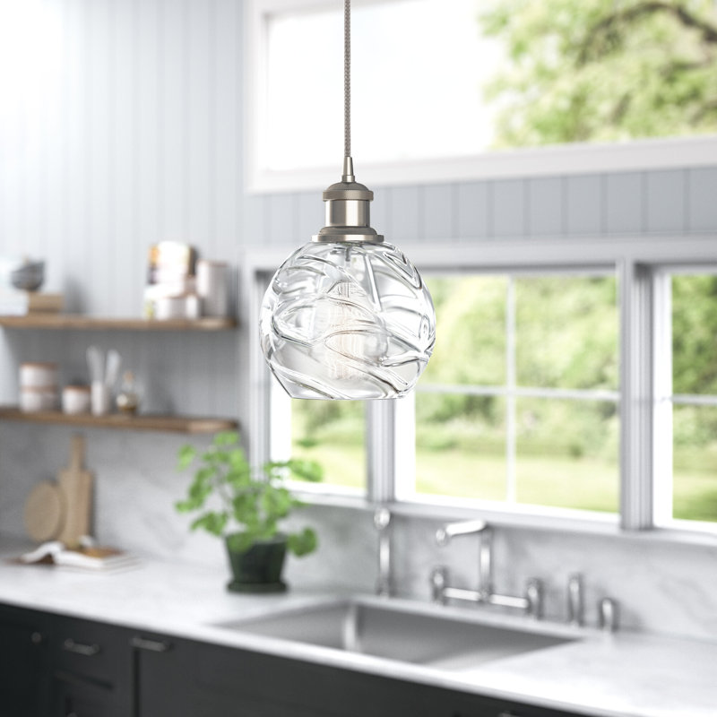 Aanya 1 - Light Single Pendant, Brushed Satin Nickel, 6 Watt Vinage LED Bulb