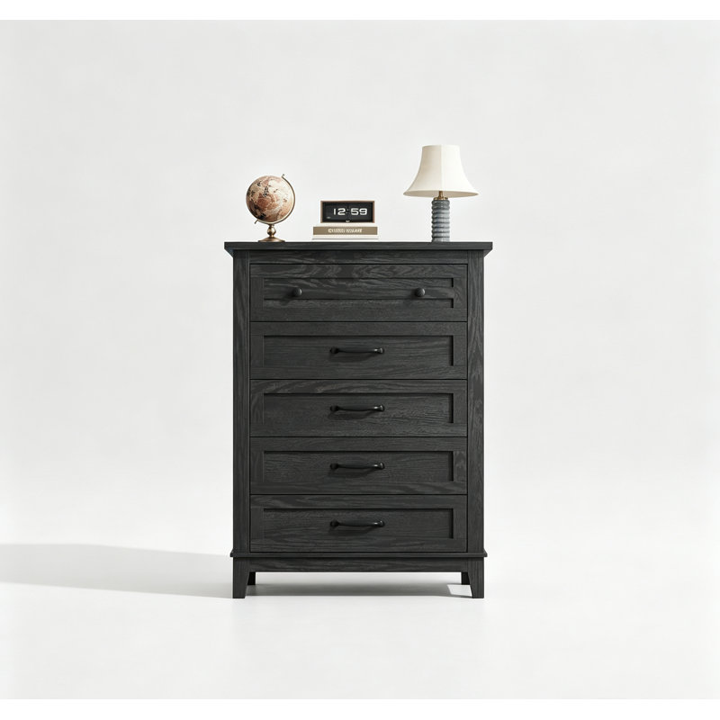 Commode pour la chambre à coucher 5, commode verticale de 41,3 po de hauteur avec grand rangement, Noir