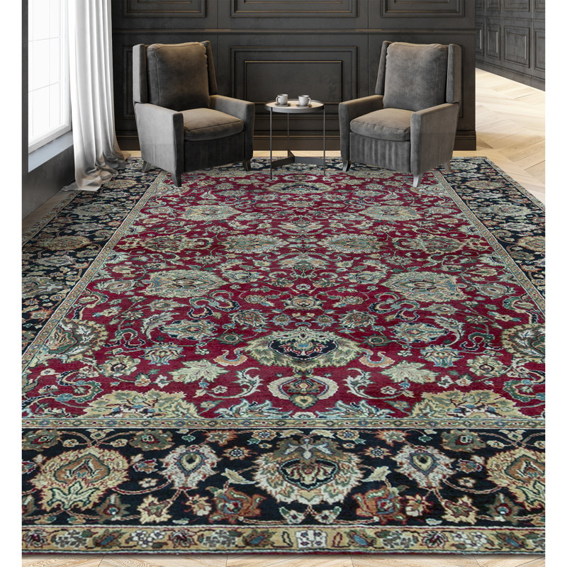 Sona Wool Oriental Area Rug in Red/Black