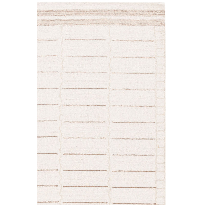 Metro Hand Tufted Wool Cotton Geometric Rug in Ivory/Brown, Square 6'