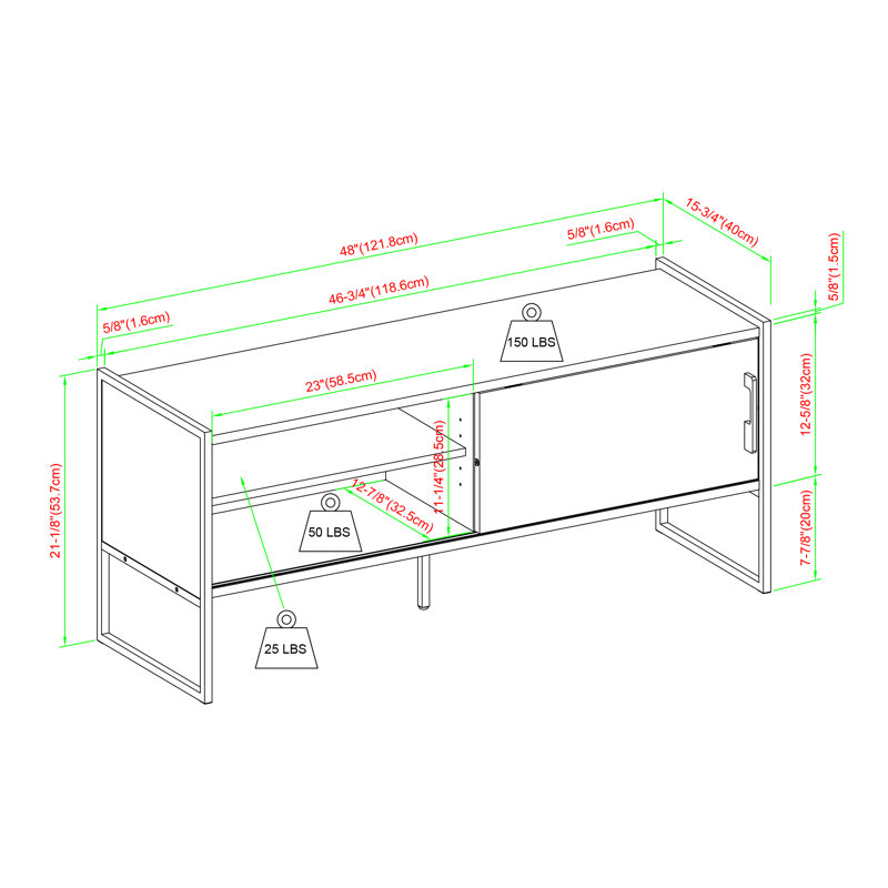 48" Sliding Door TV Stand for TVs up to 50", Coastal Oak