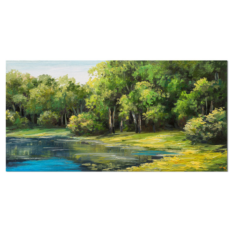 «Summer Day Lake in Forest Landscape», reproduction sur toile, H 20 po x l 40 po x P 1po