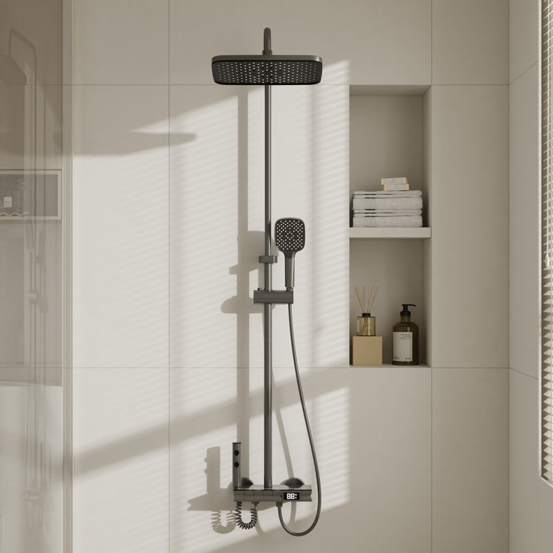 4-In-1 Shower System With LED Display And 3 Spray Settings