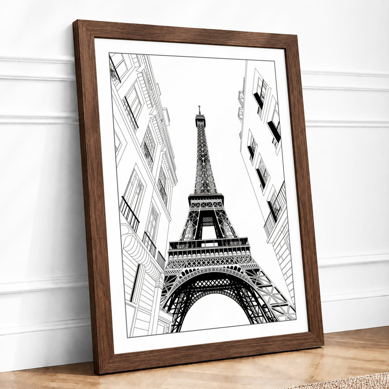 Eiffel Tower Ascending Geometric - Print, Walnut, A4 - 29.7 x 21.0 cm