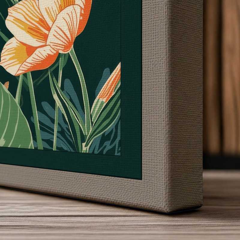Tropical Garden Botanicals Botanical - Wrapped Canvas, 30x20 - 76.2 x 50.8 cm, Taupe Border