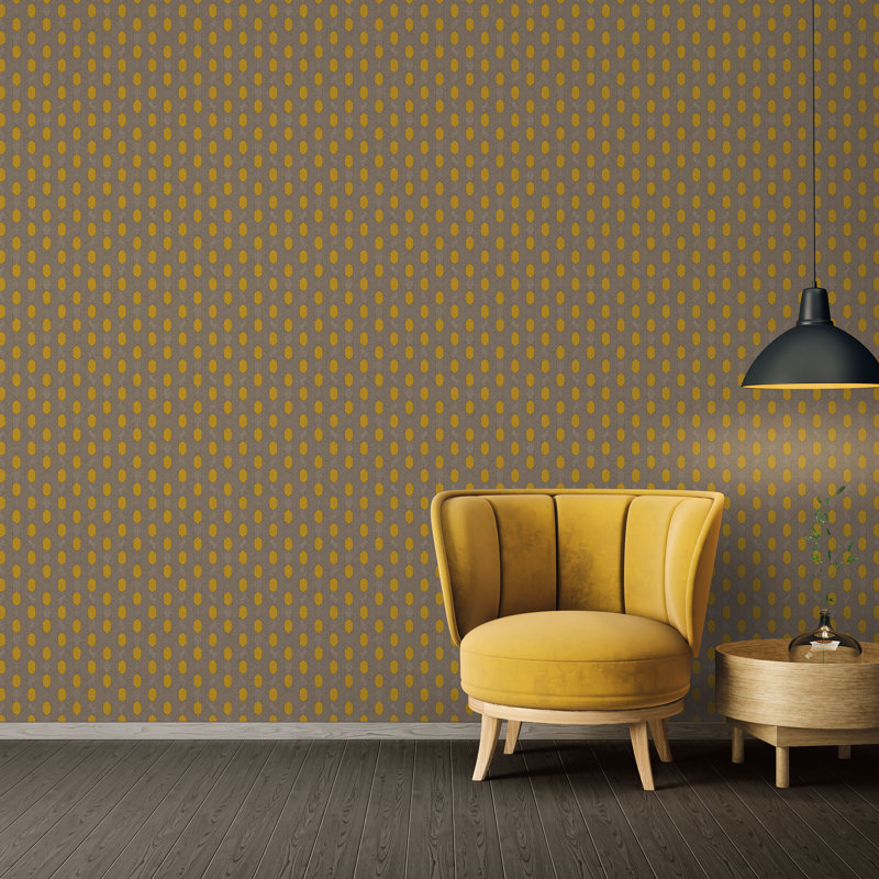 Osias 10.05m x 53cm Metallic Finish Paste the Wall Wallpaper Roll, Brown/Yellow Gold