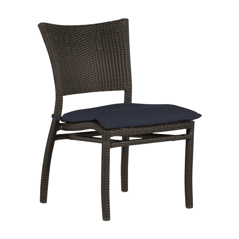 Chaise d'appoint tissée Skye - Noyer noir, Pas de soudure, Lin marine, Noyer noir