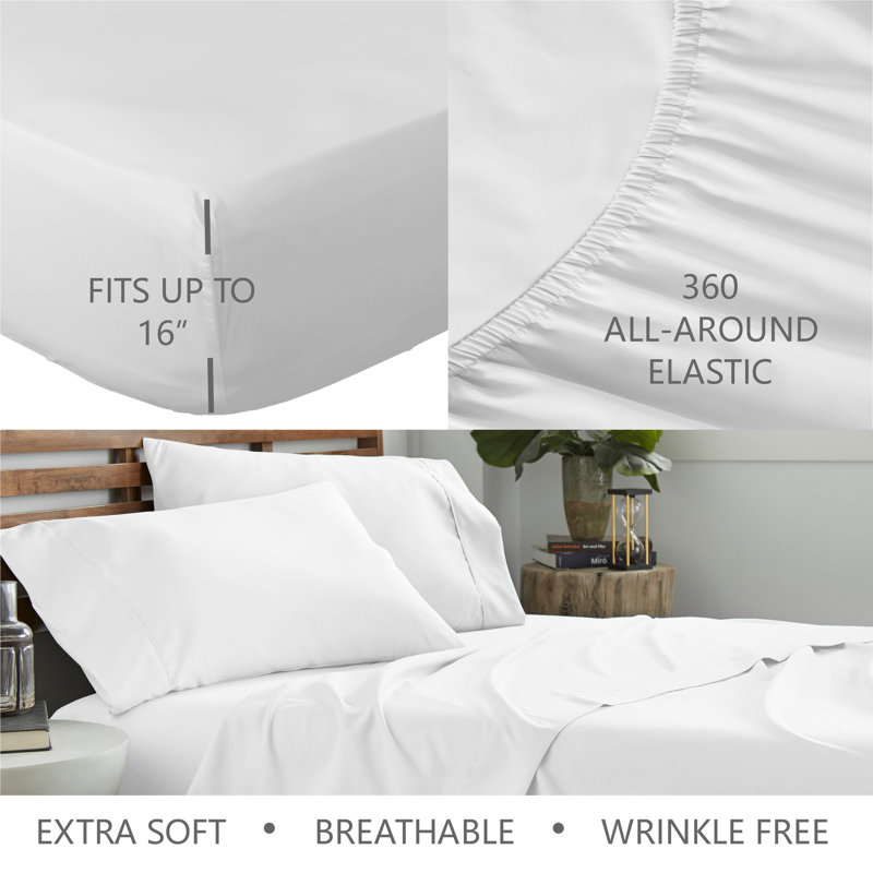  Ensemble de draps en microfibre ultra doux, Gris foncé, Ensemble de draps pour lit double + drap-housse + 