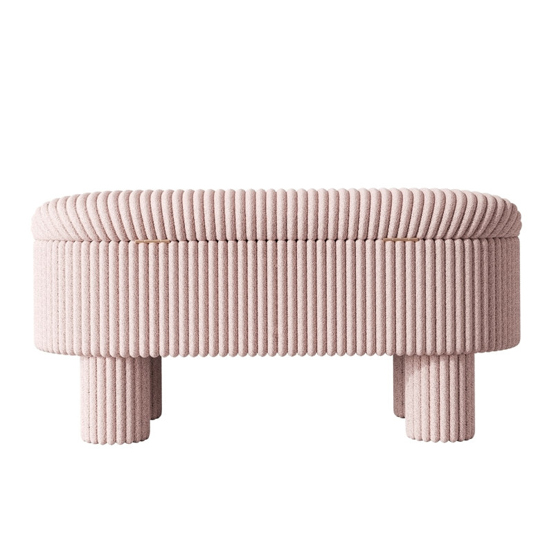 Repose-pieds moderne avec rangement et repose-pieds en velours côtelé pour chambre à coucher, salon et chambre à coucher, rose
