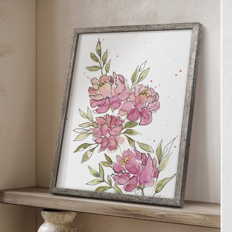 «Watercolor Blooms I», reproduction encadrée - bois massif, H 30 po x l 24 po