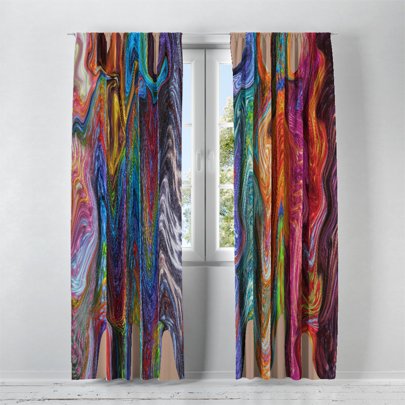 Panneaux de rideaux semi-transparents abstraits (DSQ est fixé à 2), l 40 po x L 61 po