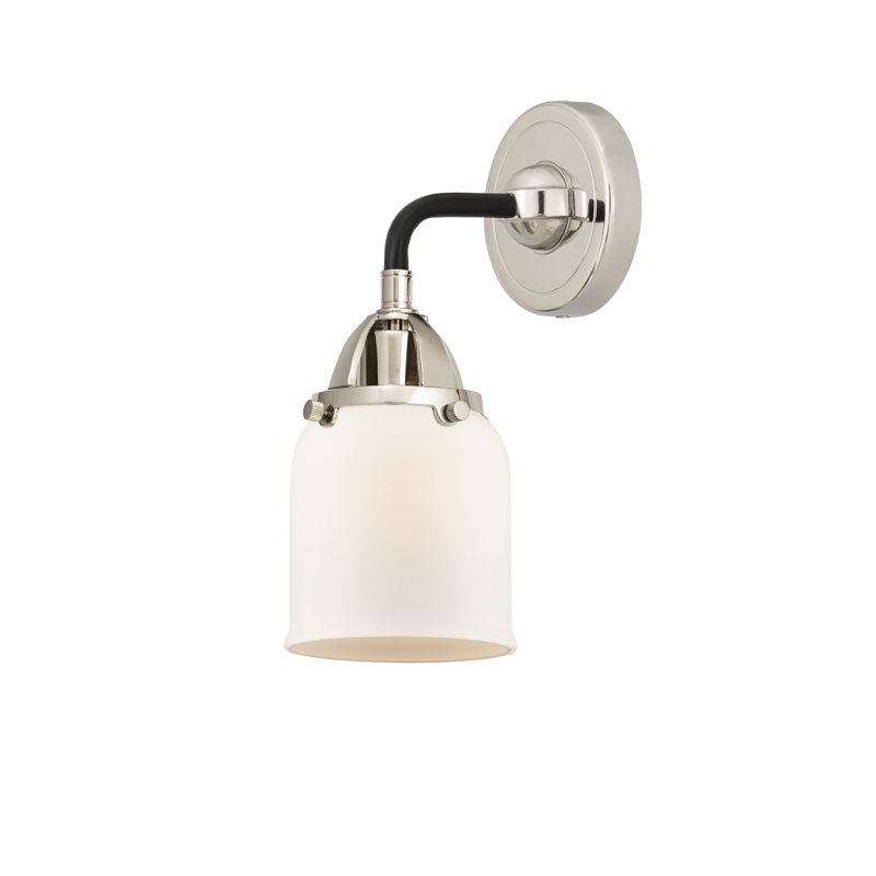 Shauna Armed Sconce, Matte White, Incandescent, Black Polished Nickel