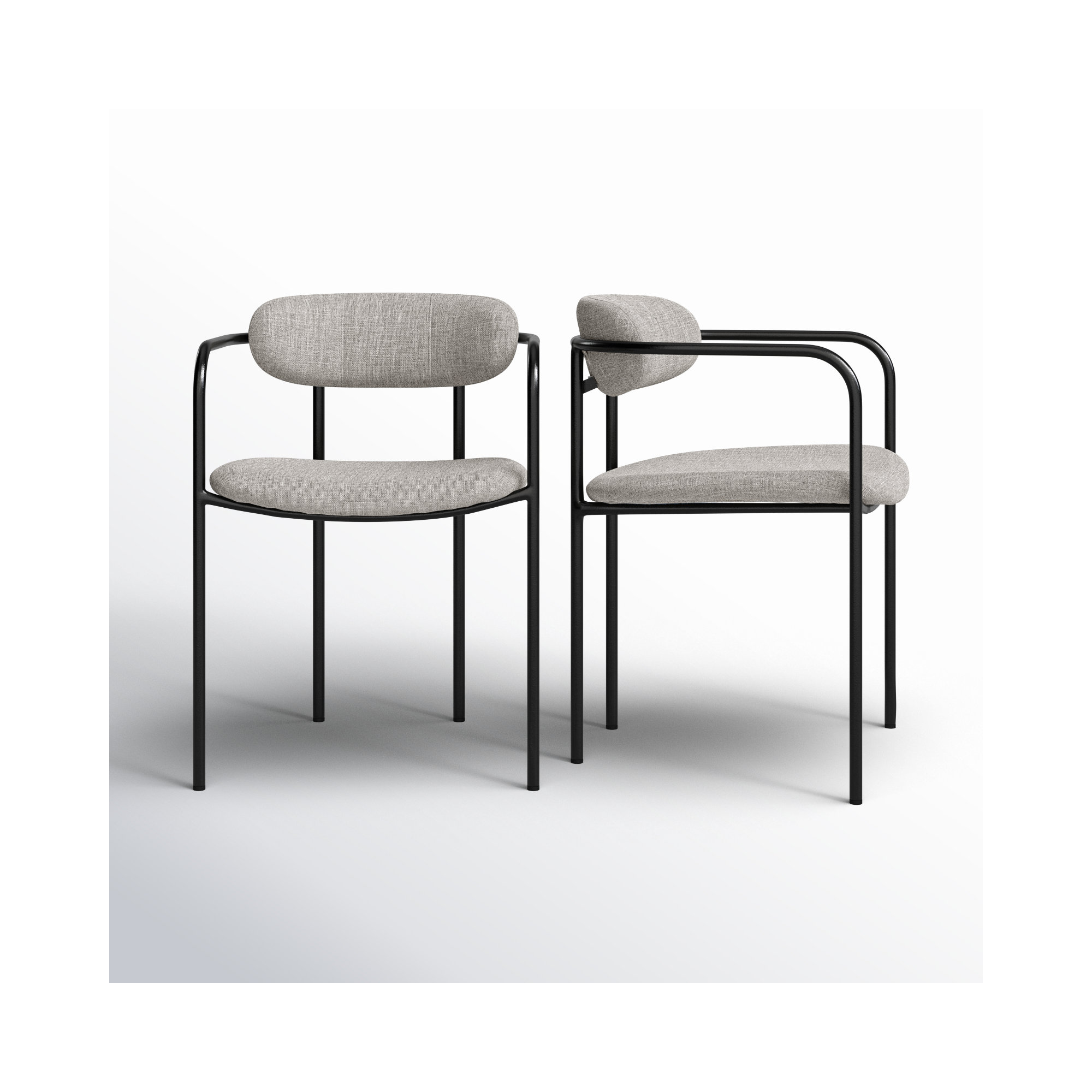 Belarus Upholstered Ladder Back Arm Chair, Black, Gray