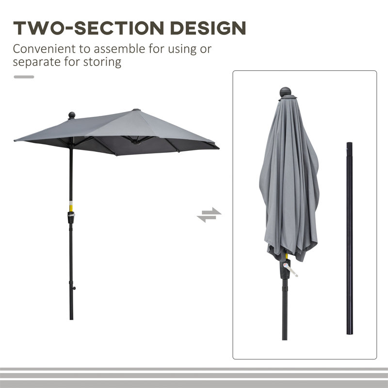 Bryseida 190cm Balcony Parasol, Grey
