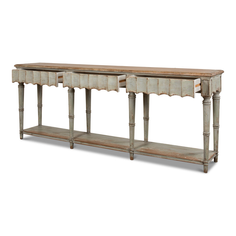 Chantal 93'' W Solid Wood Console Table, Natural Pine/Sage