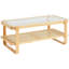 Table basse en rotin, table basse de rangement moderne bohème de 114 cm avec pieds en bois naturel, table basse rectangulaire en rotin tressé et bois avec plateau en verre trempé, idéale pour la chambre et les petits espaces, conçue pour le salon.