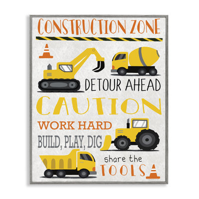 Construction Zone Ahead Framed Giclee, design by Elizabeth Tyndall