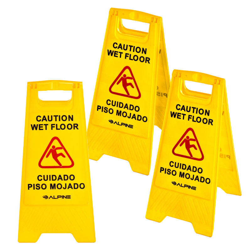 Bilingual Caution Wet Floor Sign