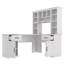 Bureau d'ordinateur en L avec tiroirs, armoires et 11 tablettes, prise de courant pour bureau à domicile et bureau, blanc-216411093