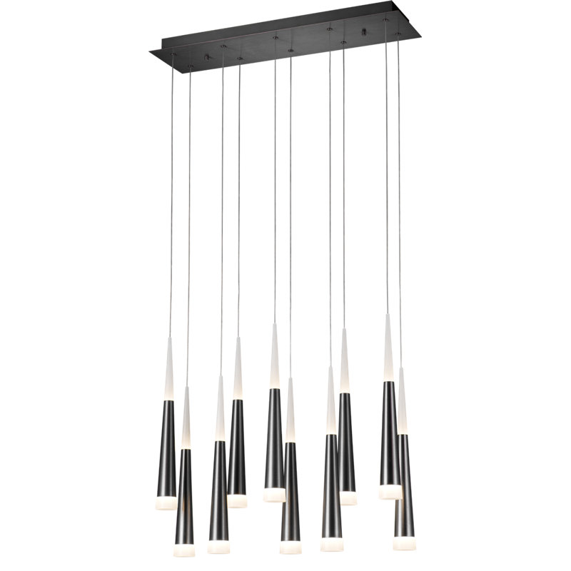 Lustre à 10 lumières DEL Kesean, Gris foncé satiné, 10 lumières