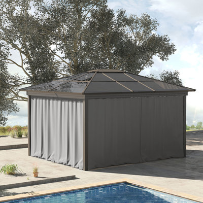 Outsunny 10' x 10' Universal Gazebo Sidewall Set with Panels, Hooks and C-Rings Included for Pergolas and Cabanas, Light Gray