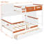 Lit superposé simple au-dessus d'un lit double en bois, tiroirs et rangement intégrés, orange blanc, option de mobilier de chambre à coucher élégant