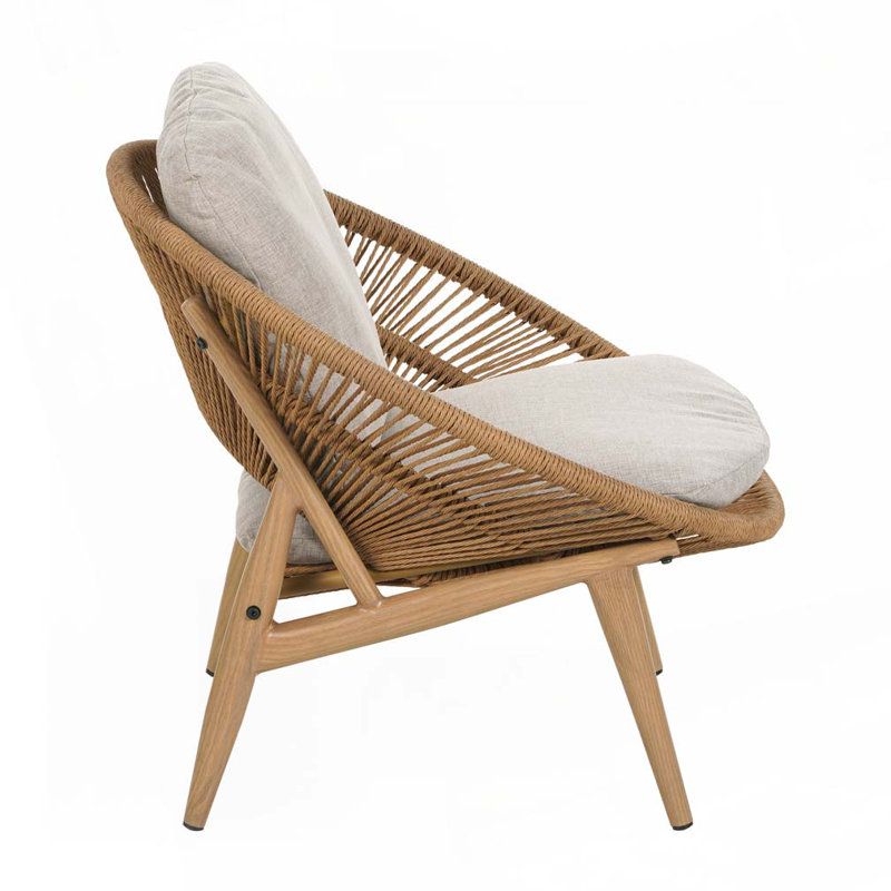 Outdoor Wicker Papasan Lounge Chair, Brown