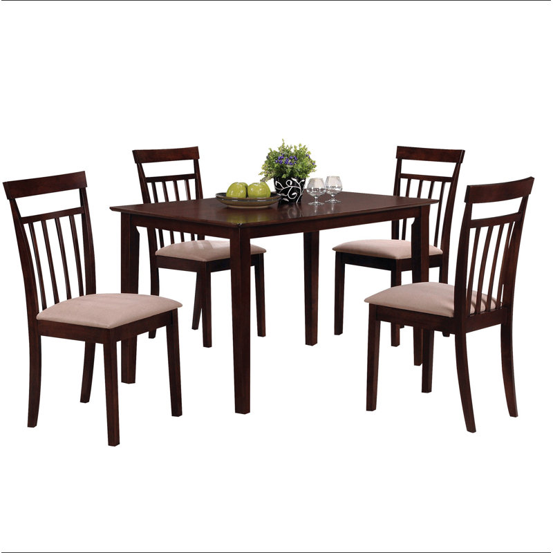 Espresso and Beige 5-piece Dining Set