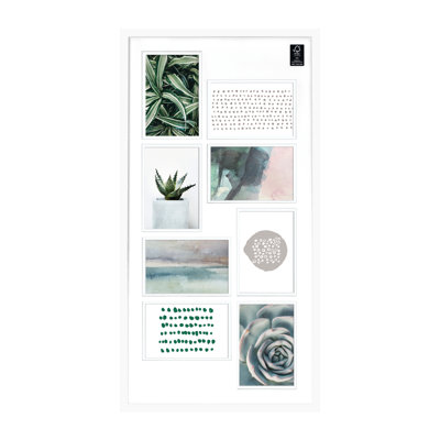 Pullam White Solid Wood Collage Picture Frame with Mat