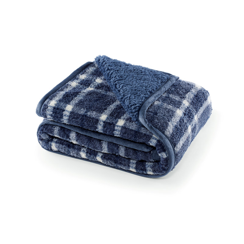 Jeté réversible en sherpa CBCHome, Bleu