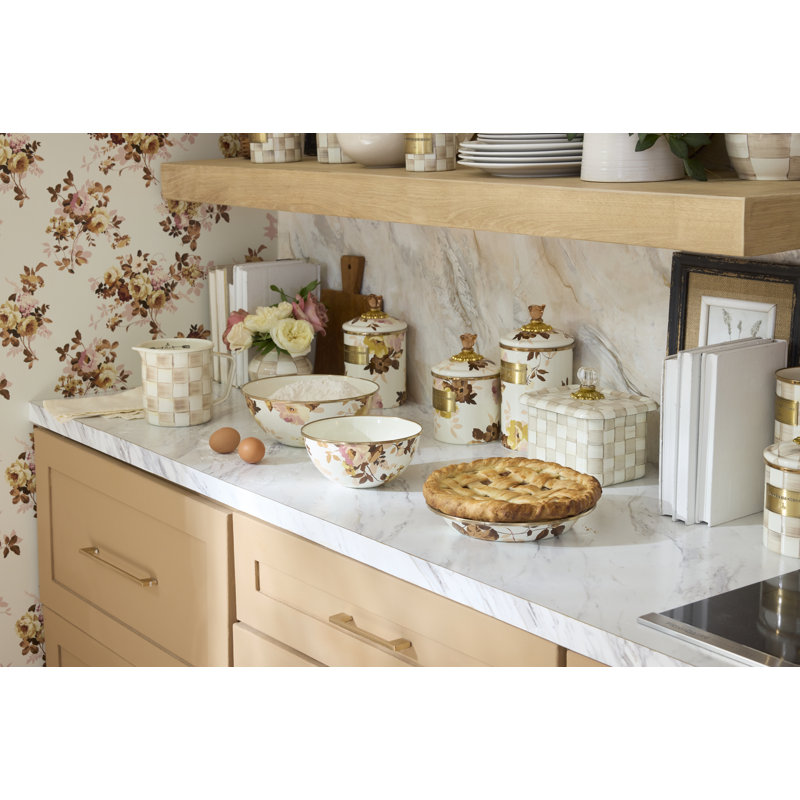 Wild Rose White Small Canister, Brown