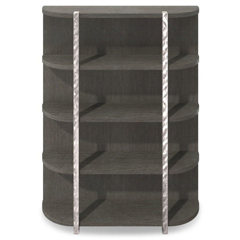 Gray Metal and Wood Modern Etagere Bookcase