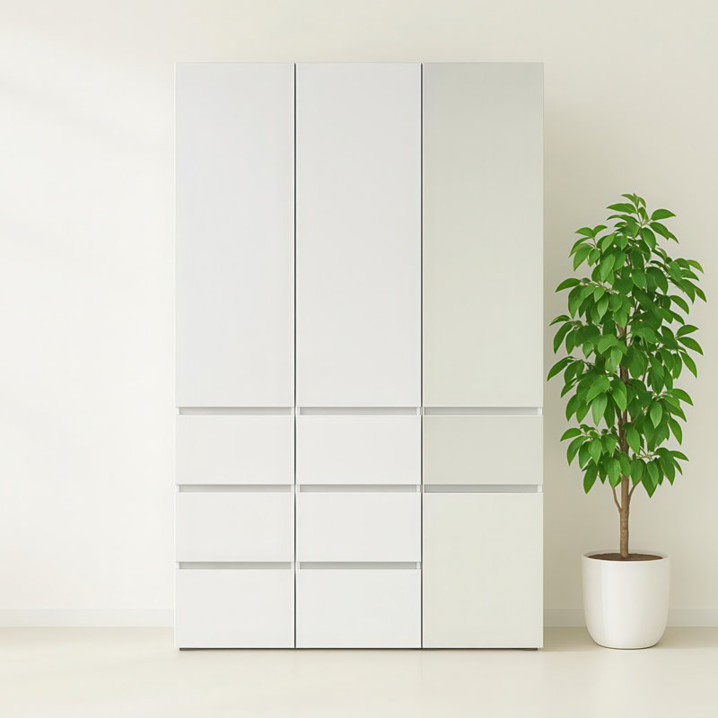Elise Modular Wood Closet System With Mirror In White
