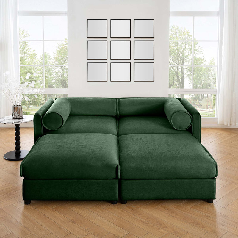 91" Oversized Upholstered Chaise Lounge Indoor, Green 1
