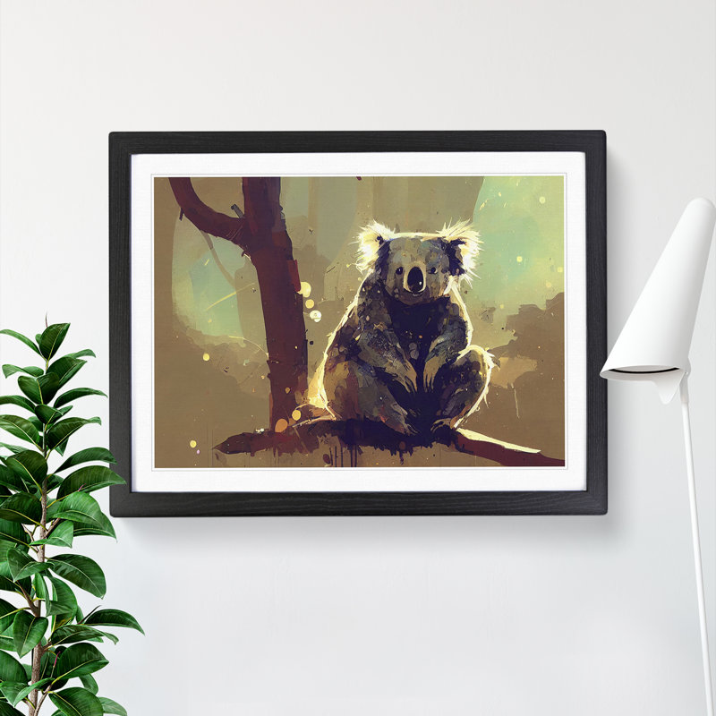 Koala Bear Abstract - Single Picture Frame Print, 34cm H x 46cm W x 2cm D, Black Framed