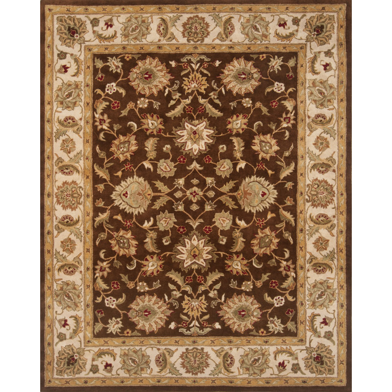 Tapis oriental en laine touffeté à la main brun Talmo, Rectangle 7 pi 9 po x 9 pi 9 po