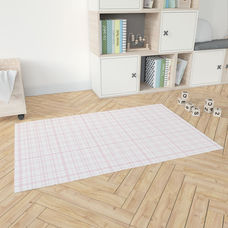 Liz Plaid Kids Play Mat, Pink, Rectangle 2' x 3'