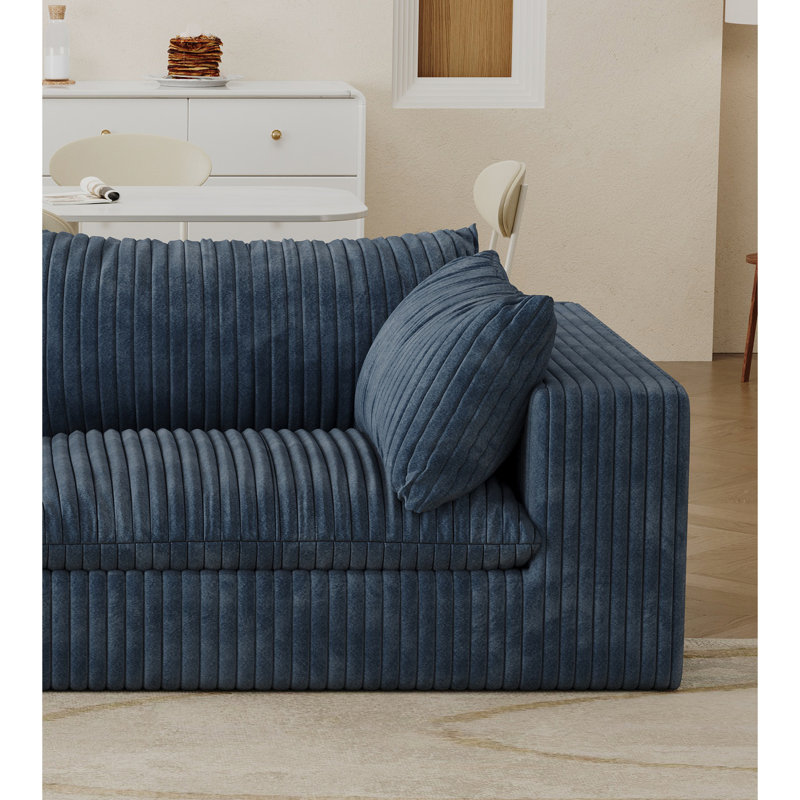 Nuage de velours côtelé bleu avec conception à double couche, coussin amovible, sans assemblage pour les chaises de salon. Siège confortable rembourré de plumes, bricolage modulaire, support en éponge pure, espace de compression haute densité