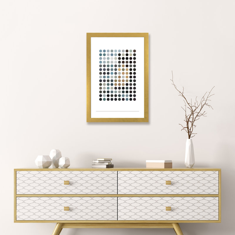 « terrey points »-impression sur l’image, Papier encadré doré, H 24 po x l 16 po x P 1 po