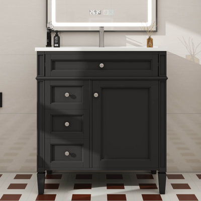Innovative 30" Bathroom Vanity Featuring Sink, 2 Drawers, One Cabinet, And A Tip-Out Drawer