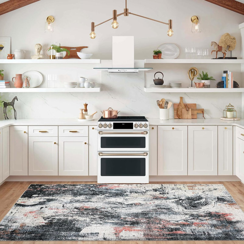 Area Rugs 4x6, Non-Slip, Machine Washable Oriental Rugs, Low Pile, Soft Ultra-Thin Carpet for Living Room, Bedroom, Dining Room, Office