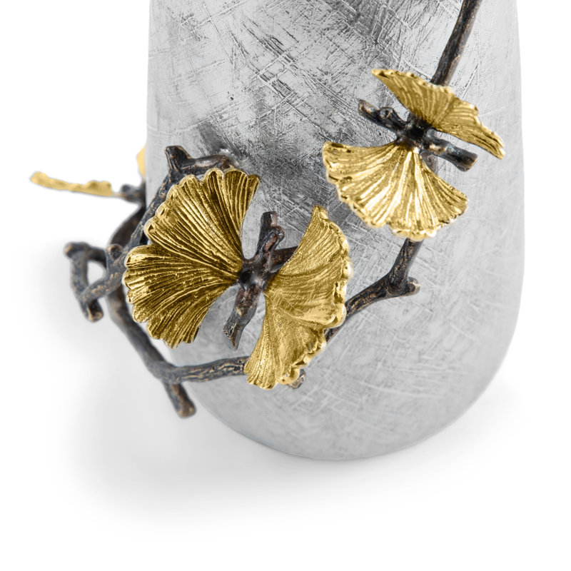Butterfly Ginkgo Vase, 8" H x 6" W x 5.5" D