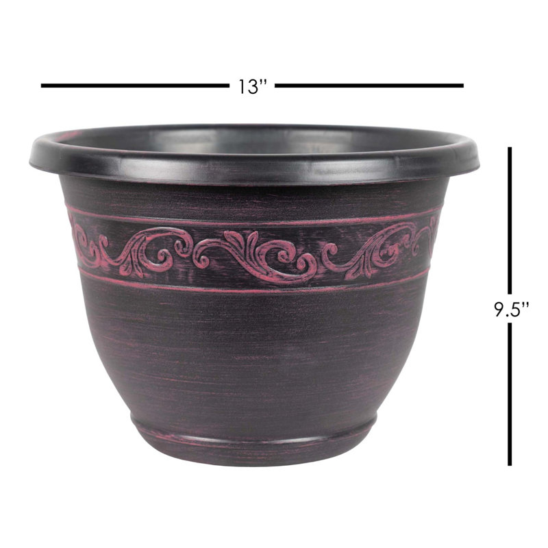 Ranson Pot Planter, 9.5" H x 13" W x 13" D, Plum