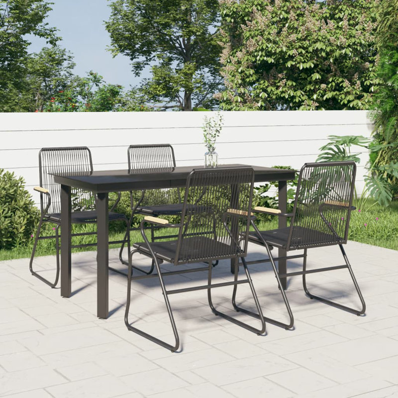 Kaiti 4 - Person Wicker Patio Dining Set with Rectangular Table, 74cm H x 140cm W x 70cm D