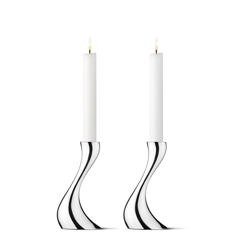 Cobra Stainless Steel Candlestick, 9.45" H x 3.35" W x 3.54" D, Stainless Steel