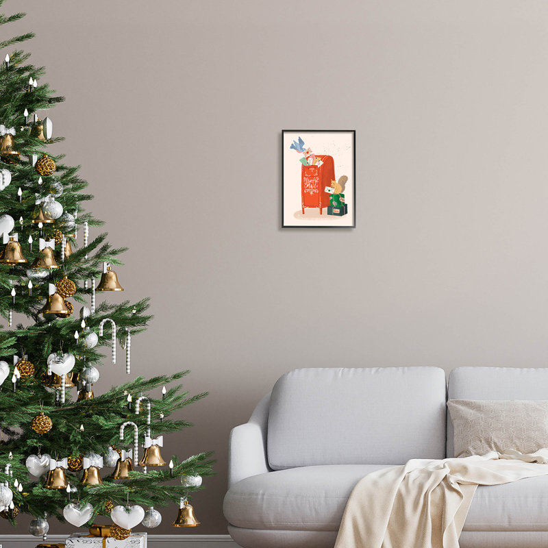 Santa's Mail, lettres postales at-156, Giclée encadrée noir minuit, H 14 po x l 11 po x P 1,5 po