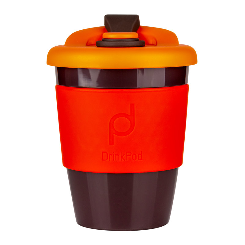Drink Pod Plastic Travel Mug, Volcano/Red